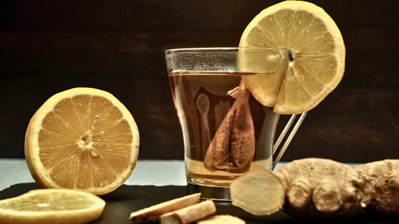 ginger tea for eight loss  with lemon